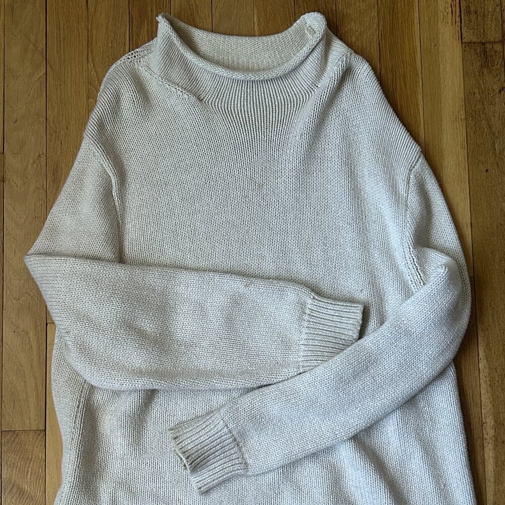 J Crew "Always" modern retro rollneck crew sweater - white - SIZE L